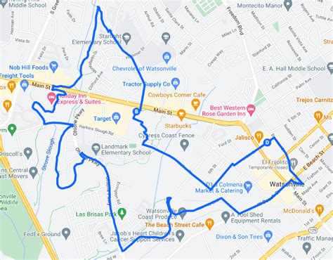 Watsonville Low Stress Bike Route .